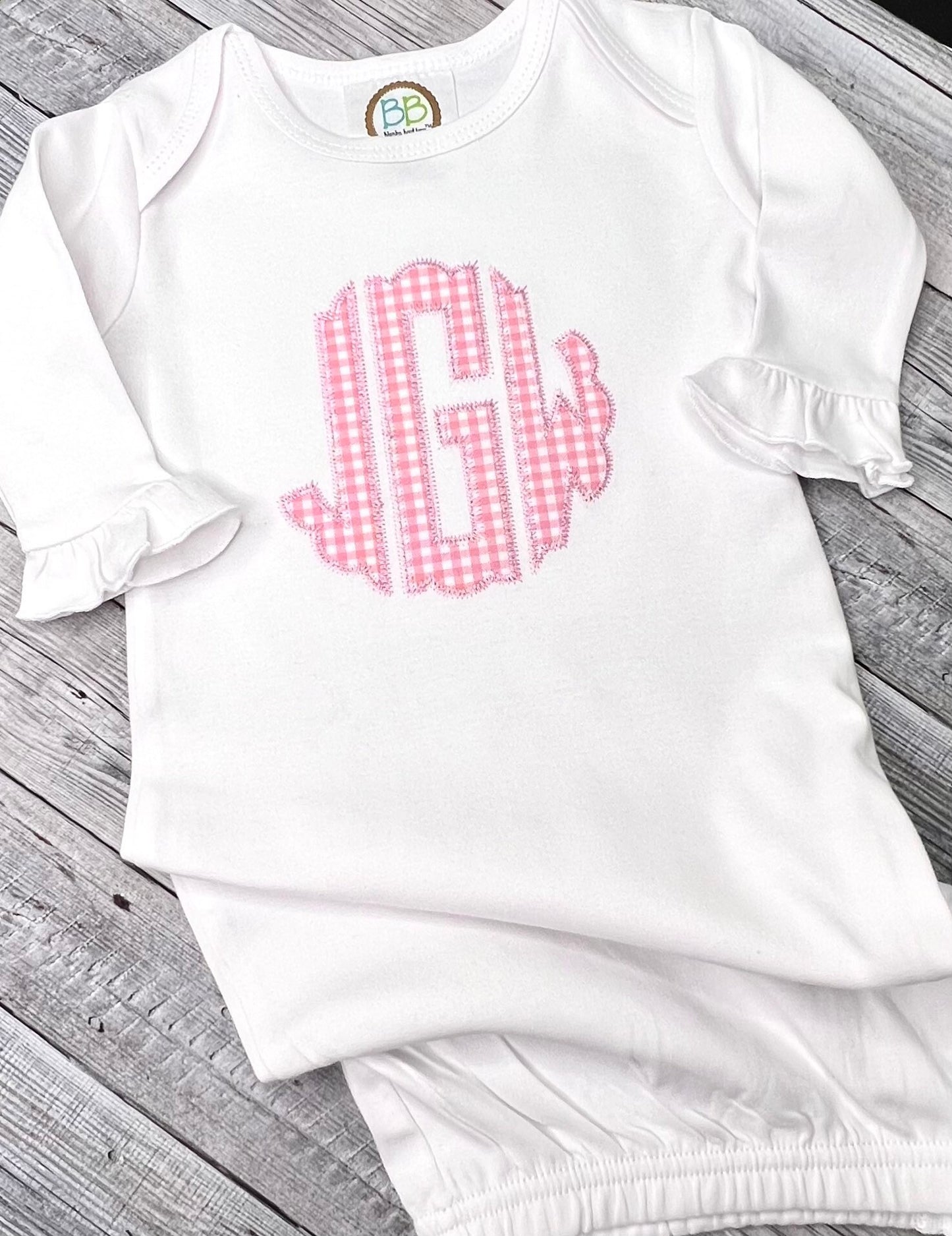Baby Girl Monogram Gown: Personalized Baby Gown