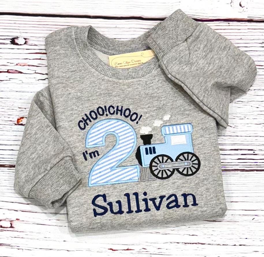 Embroidered Train Birthday Shirt Chugga Chugga Two Two, I'm two Steam Engine Birthday Shirt Train Party Shirt for any age