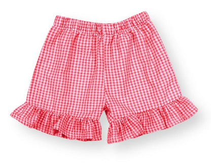 Ladybug 4th Birthday Outfit or Shirt, Shorts optional, First Birthday Girl Clothes Red White Gingham Short Ruffle Embroidery Personalized