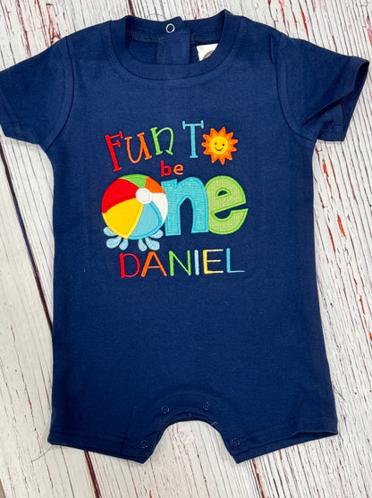 Embroidered Fun To Be ONE Beachball Birthday Shirt, Beach Ball 1st Birthday Shirt