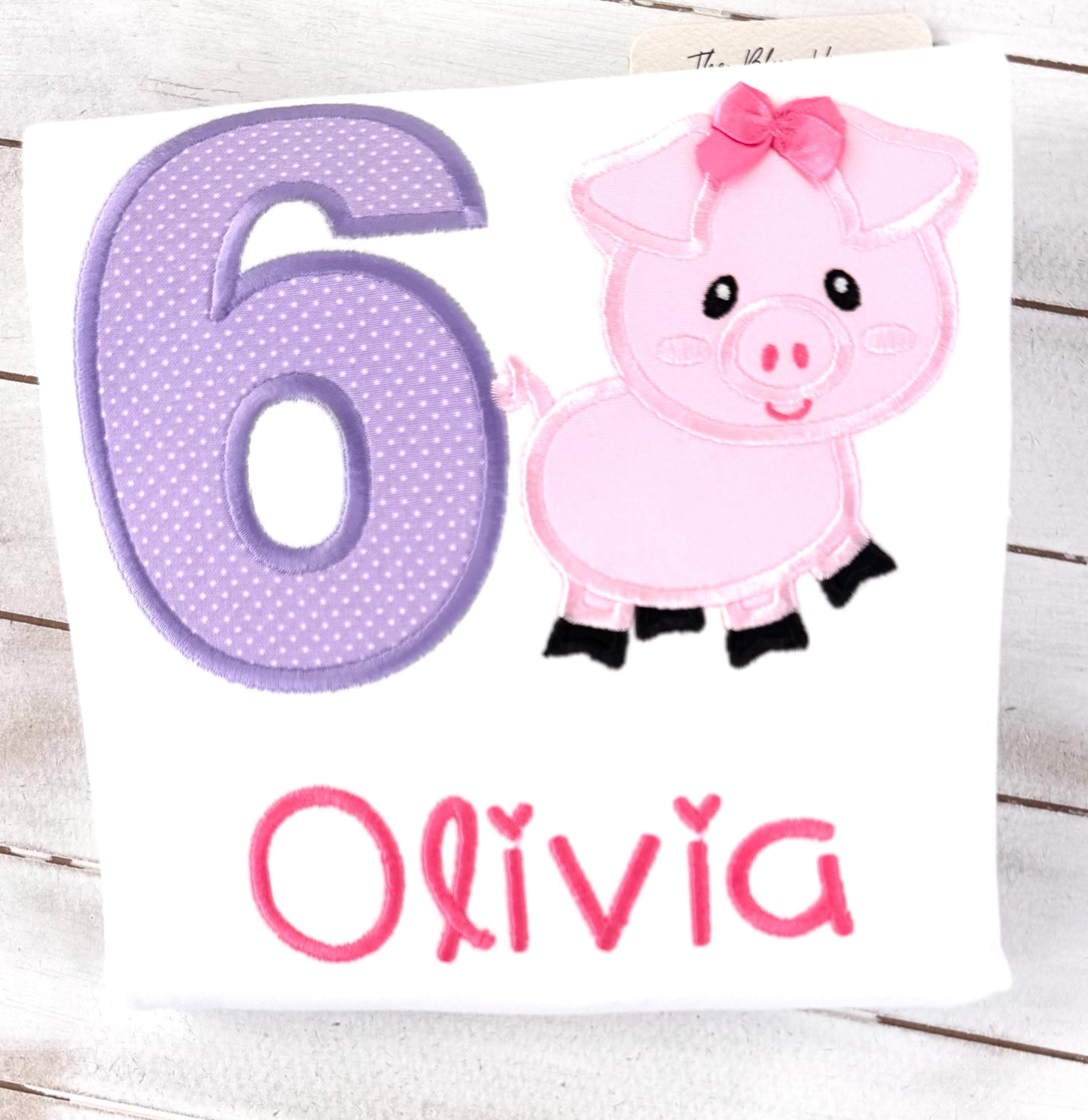 Embroidered Girls Pig  Birthday Shirt | girls pig 4thnbirthday shirt | Girls Farm Birthday Shirt | Any age