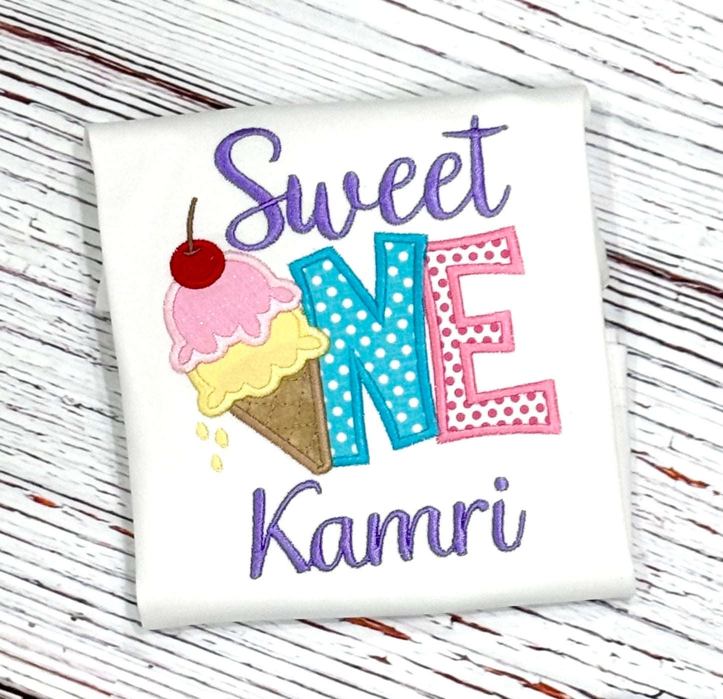 Sweet ONE Girls Ice Cream Birthday Party Shirt Age 1 2 3 4 5 6 7 8 9