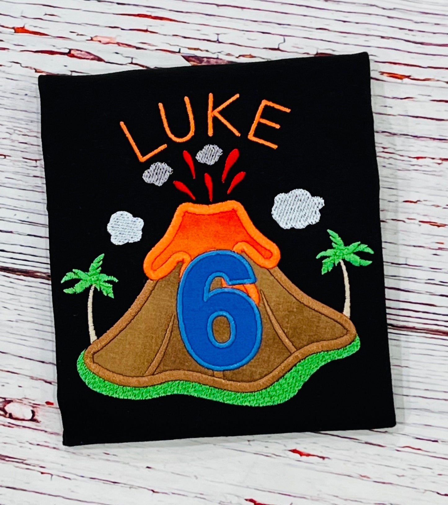 Embroidered Volcano 3rd Birthday Party Embroidered Shirt For Boy or Girl Co Birthday Party Age 1 2 3 4 5 6 7 8 9