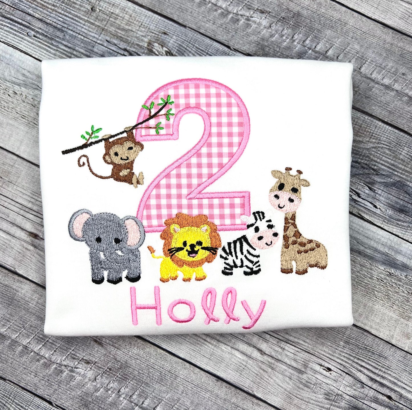 Zoo Animals Birthday Shirt for Girl Toddler Jungle Party Tshirt with Lions, Giraffes & Elephants, Birthday Outfit Gift