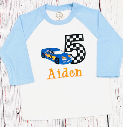 RaceCar 3rd Birthday Shirt, Embroidered Race Car Tshirt, Personalized Boy Gift, Any Age, Boy, Girl