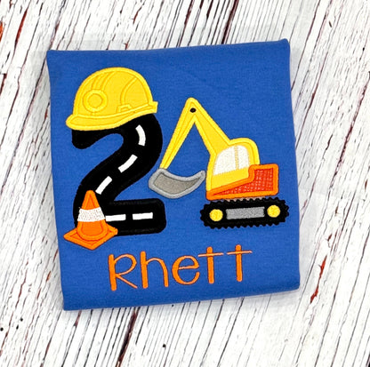 Excavator 1st Birthday Shirt Embroidered Construction Personalized Tshirt for Boys & Girls Fun Party Gift