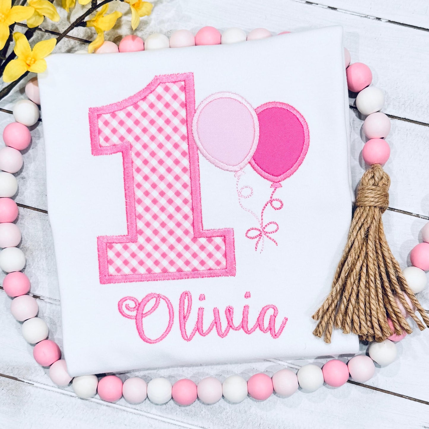 Personalized Balloon 1st Birthday Shirt Girls ONE Balloon Tied With Bow Tshirt Custom Colors, Perfect for Girls Celebration or Gift