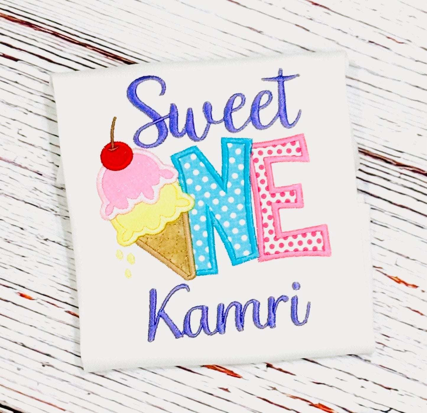 Sweet ONE Girls Ice Cream Birthday Party Shirt Age 1 2 3 4 5 6 7 8 9