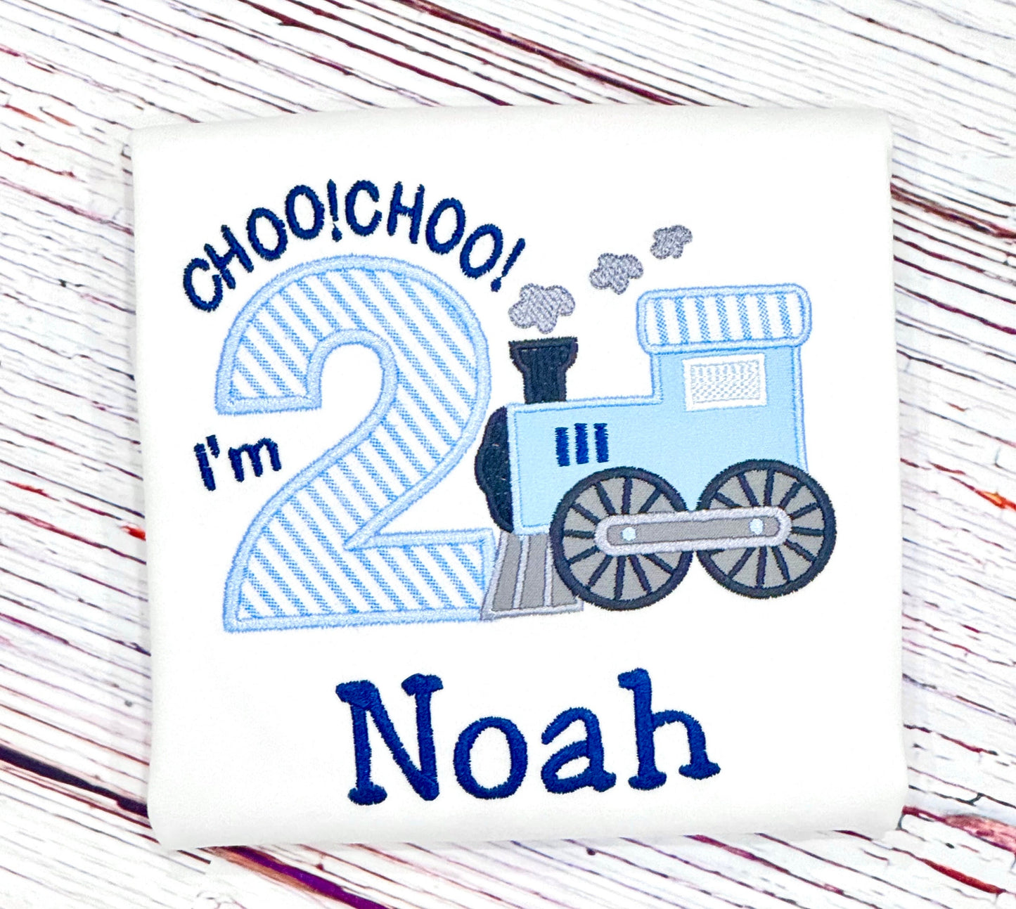 Embroidered Train Birthday Shirt Chugga Chugga Two Two, I'm two Steam Engine Birthday Shirt Train Party Shirt for any age