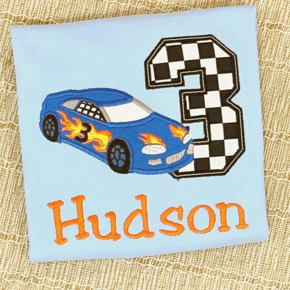 RaceCar 3rd Birthday Shirt, Embroidered Race Car Tshirt, Personalized Boy Gift, Any Age, Boy, Girl