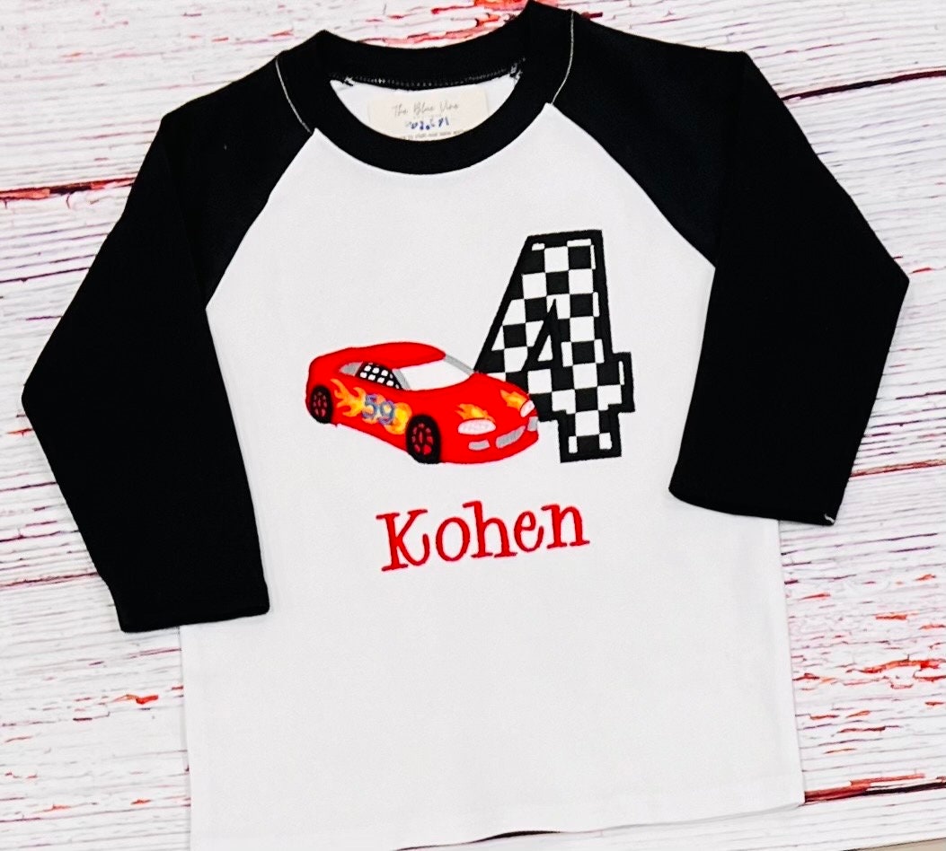 RaceCar 3rd Birthday Shirt, Embroidered Race Car Tshirt, Personalized Boy Gift, Any Age, Boy, Girl