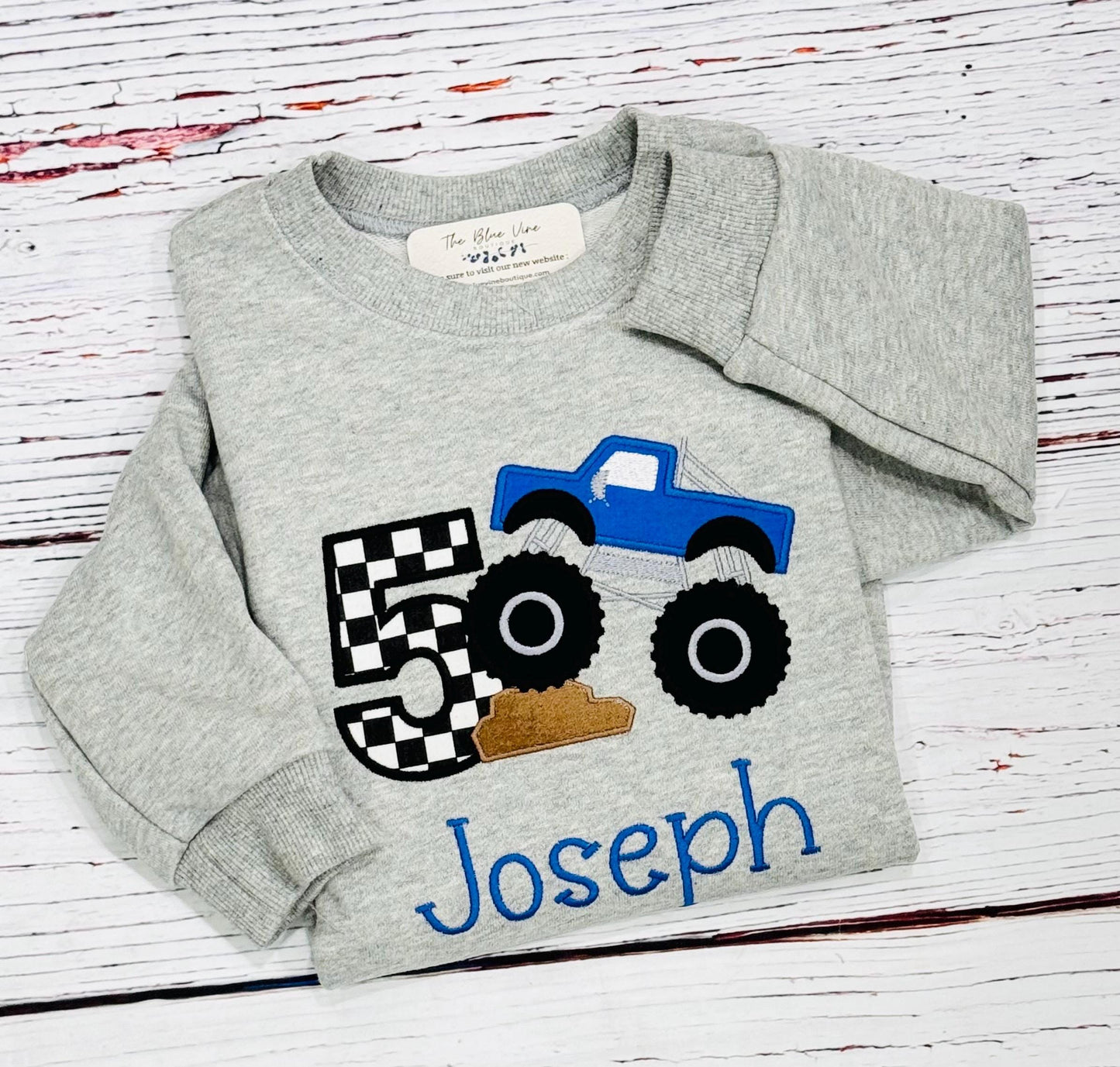 Monster Truck Birthday Shirt - Personalized Kids Monster Truck Party TShirt with Custom Colors for Boys & Girls, Perfect Birthday Gift!