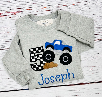 Monster Truck Birthday Shirt - Personalized Kids Monster Truck Party TShirt with Custom Colors for Boys & Girls, Perfect Birthday Gift!