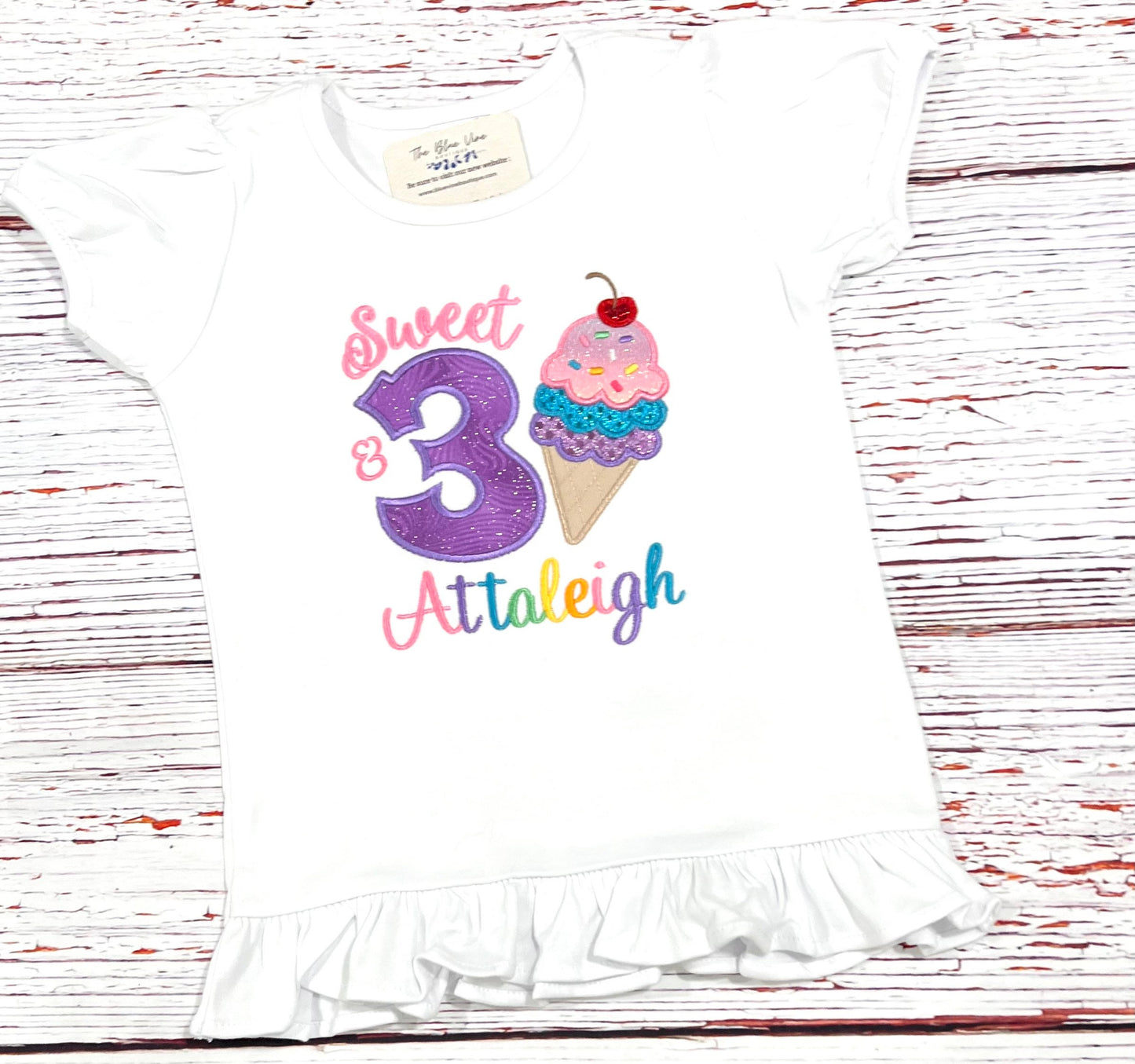 Ice Cream Birthday Shirt for Girls - Sweet 3 Toddler Outfit, Cute Kids Party Tee, Girls 3rd Birthday Clothes
