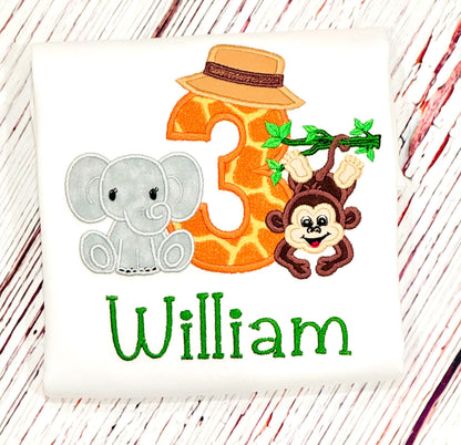 Personalized Safari Birthday Shirt | Embroidered Zoo Party Shirt | Jungle Birthday Top | Cute Safari Design for Boys & Girls