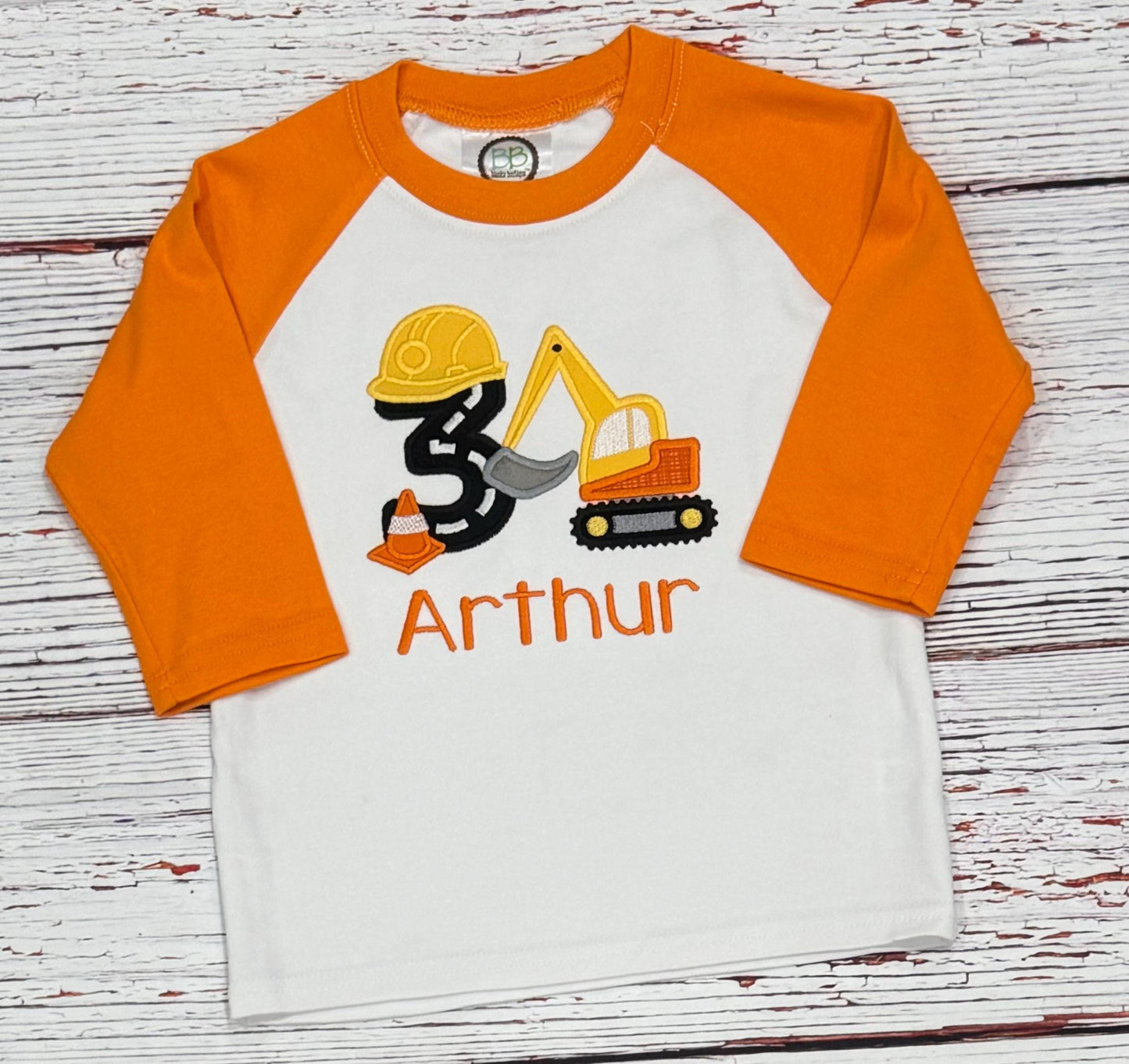 Excavator 1st Birthday Shirt Embroidered Construction Personalized Tshirt for Boys & Girls Fun Party Gift