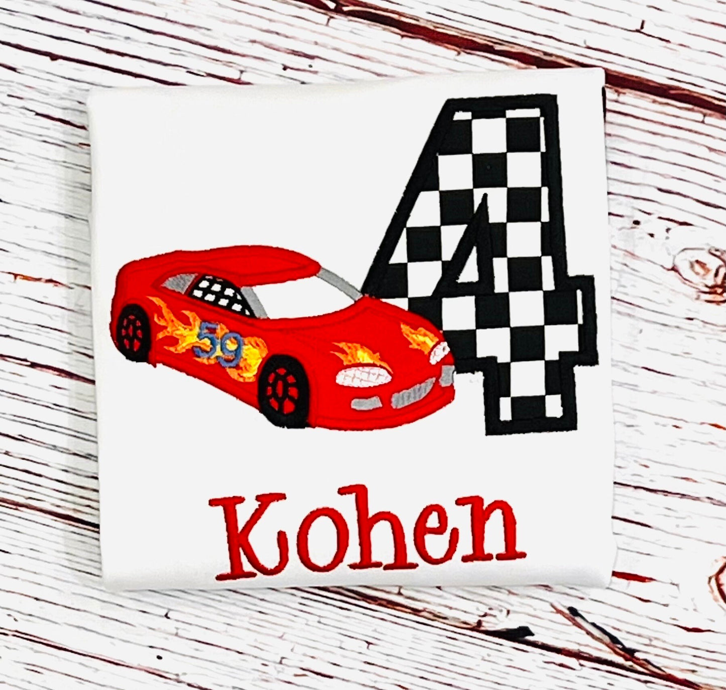 RaceCar 3rd Birthday Shirt, Embroidered Race Car Tshirt, Personalized Boy Gift, Any Age, Boy, Girl