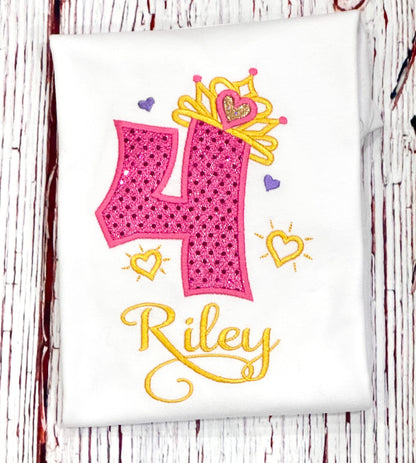 Princess Birthday Shirt, Fairy Princess Gold Tiara Tshirt Any Age, Colors and be customized