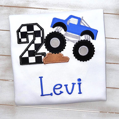 Monster Truck Birthday Shirt - Personalized Kids Monster Truck Party TShirt with Custom Colors for Boys & Girls, Perfect Birthday Gift!
