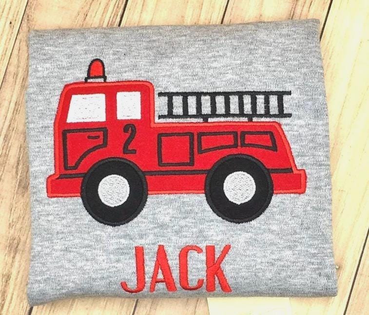 Fire Truck Birthday Shirt for Boys, Cute Fire Engine TShirt Gift, Ages 1-9, Ideal Fireman Birthday Outfit & Party Wear