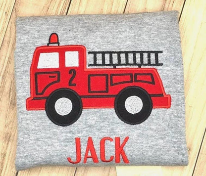Fire Truck Birthday Shirt for Boys, Cute Fire Engine TShirt Gift, Ages 1-9, Ideal Fireman Birthday Outfit & Party Wear