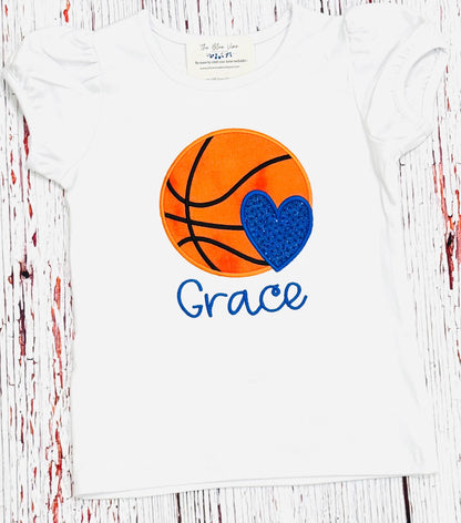 BASKETBALL with Heart Shirt, Embroidered Basketball Spirit Wear, Basketball Sister, Basketball Mom