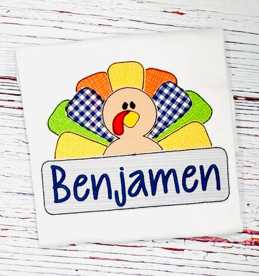 Thanksgiving Turkey Fall Personalized Embroidery Appliqued Shirt For Boys or Girls