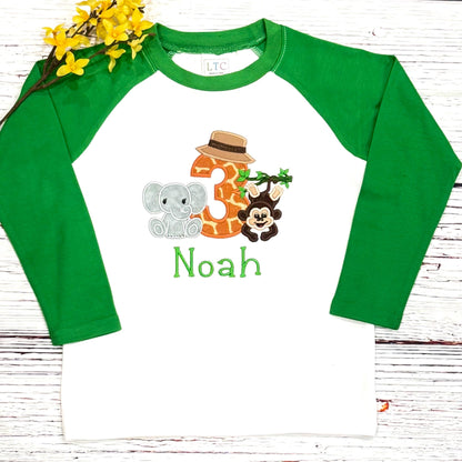 Personalized Safari Birthday Shirt | Embroidered Zoo Party Shirt | Jungle Birthday Top | Cute Safari Design for Boys & Girls