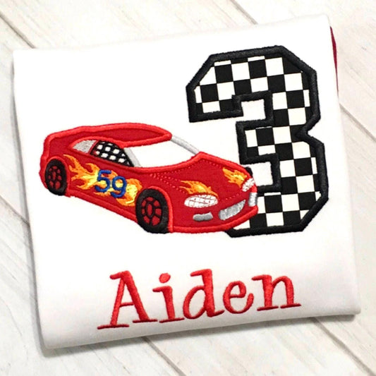 RaceCar 3rd Birthday Shirt, Embroidered Race Car Tshirt, Personalized Boy Gift, Any Age, Boy, Girl