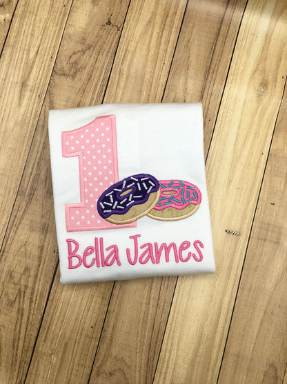Donut Birthday Shirt, Any Age, Custom Colors Available