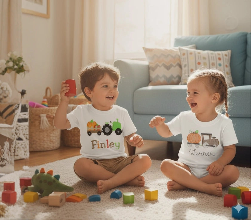 Two children playing with toys in a living room with 'New Collection' text and 'Shop Now' button.