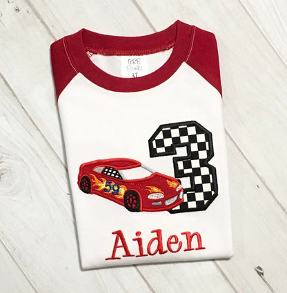 RaceCar 3rd Birthday Shirt, Embroidered Race Car Tshirt, Personalized Boy Gift, Any Age, Boy, Girl