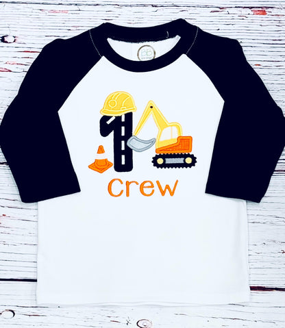 Excavator 1st Birthday Shirt Embroidered Construction Personalized Tshirt for Boys & Girls Fun Party Gift