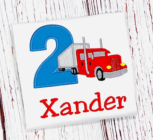 Semi Big Rig 2nd Birthday Shirt, Transfer Truck Shirt, Boys 1st 2nd 3rd 4th 5th 6th 7th 8th 9th Birthday