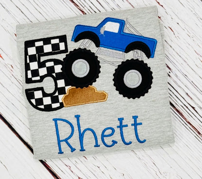 Monster Truck Birthday Shirt - Personalized Kids Monster Truck Party TShirt with Custom Colors for Boys & Girls, Perfect Birthday Gift!